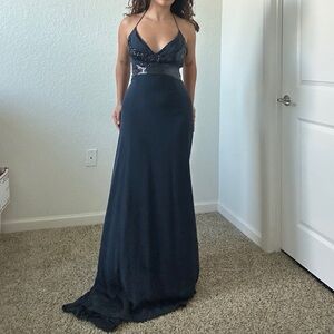 Angel Sanchez Blue Sequin Maxi Dress
